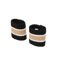 Poignets en maille de laine technique côtelée - Black & Brown