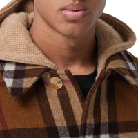 Paletot en laine check double face - Dark Birch Brown