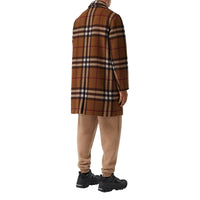 Paletot en laine check double face - Dark Birch Brown