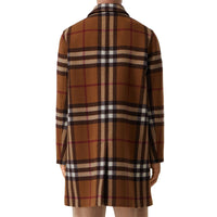 Paletot en laine check double face - Dark Birch Brown