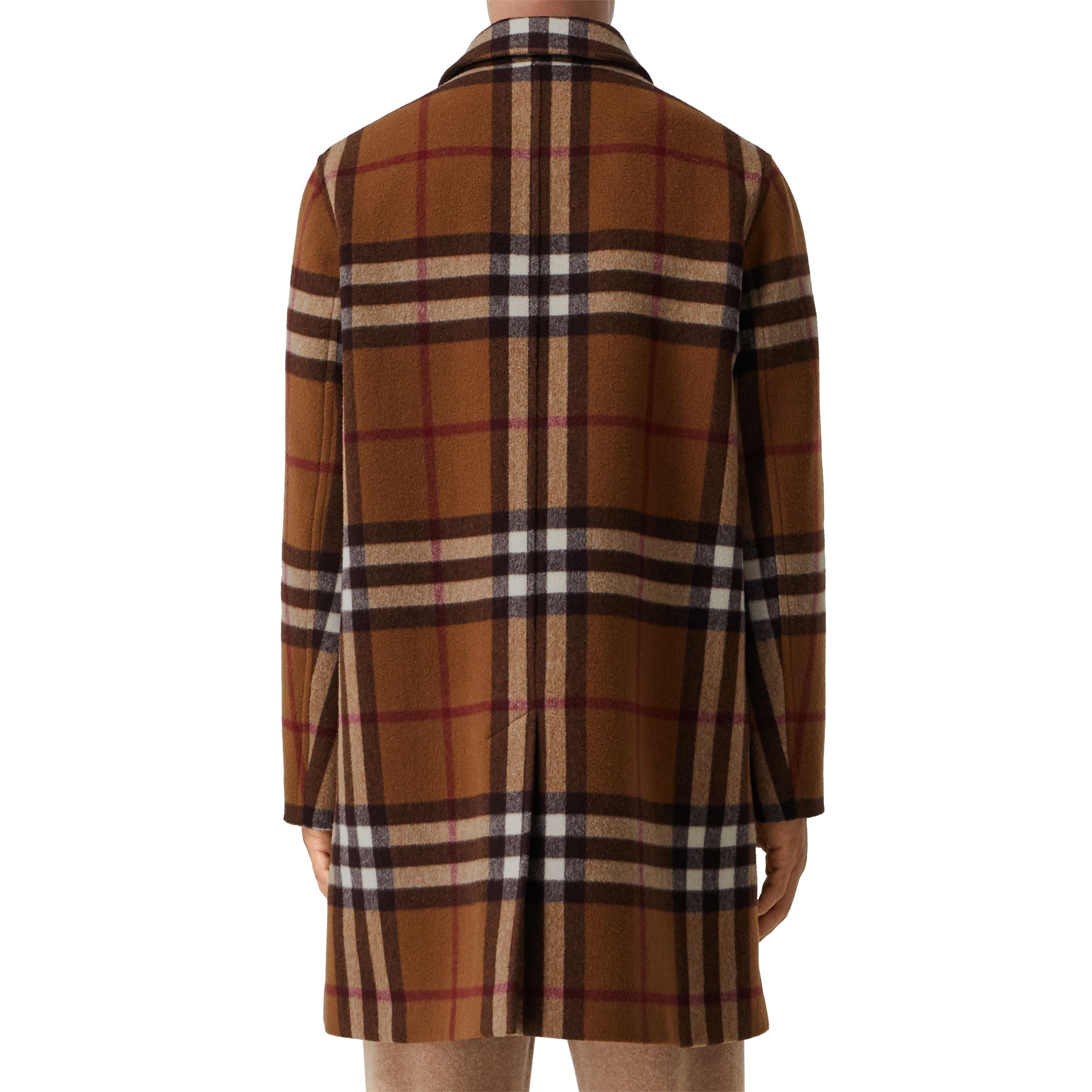 Paletot en laine check double face - Dark Birch Brown