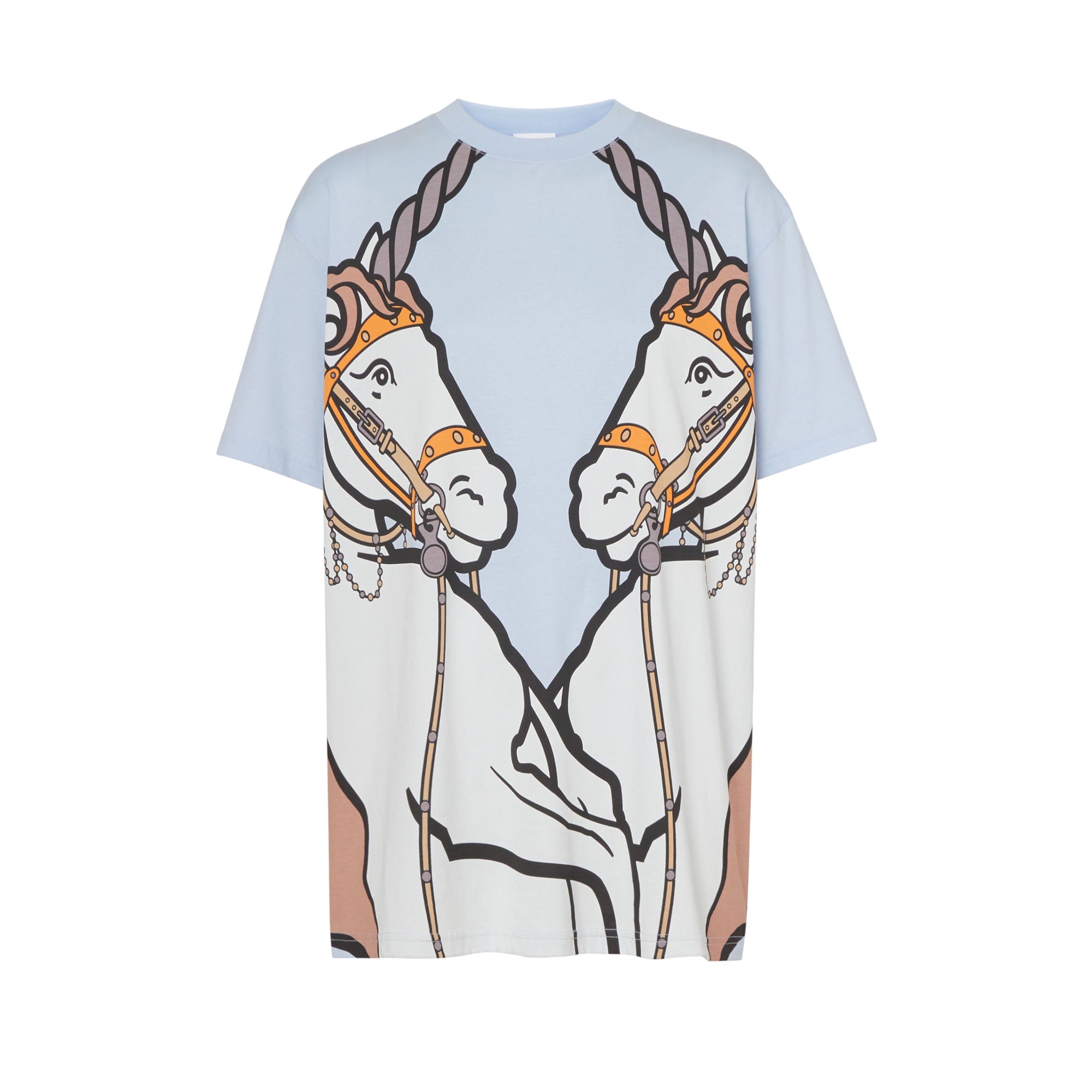 T-shirt oversize en coton à imprimé licorne - Pale Blue