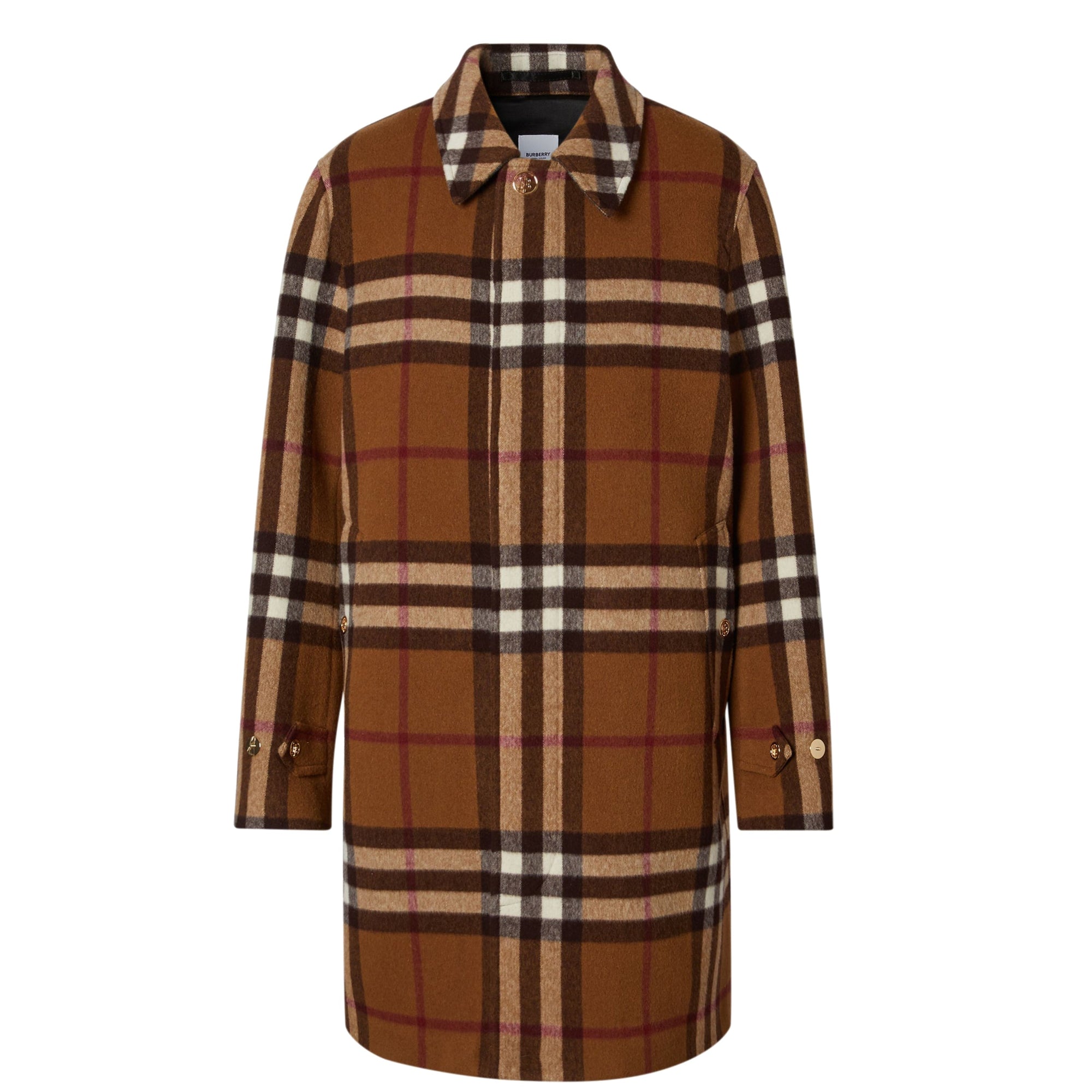 Paletot en laine check double face - Dark Birch Brown