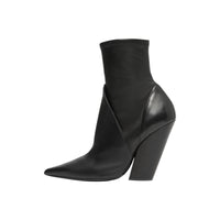 Bottines à panneaux en cuir d'agneau - Black