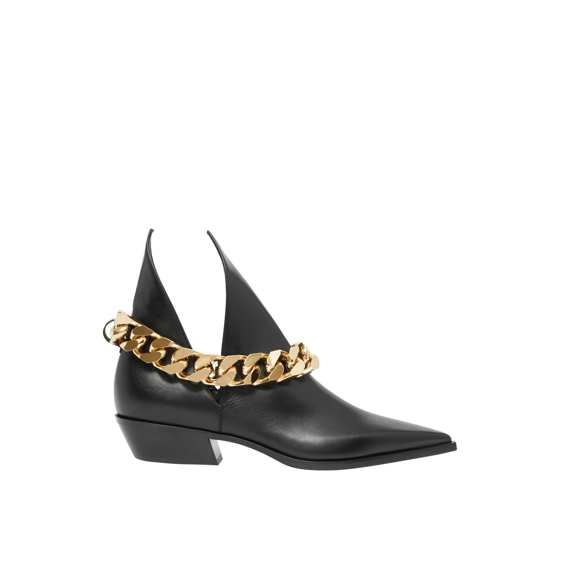 Bottines en cuir avec chaîne - Black