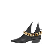 Bottines en cuir avec chaîne - Black