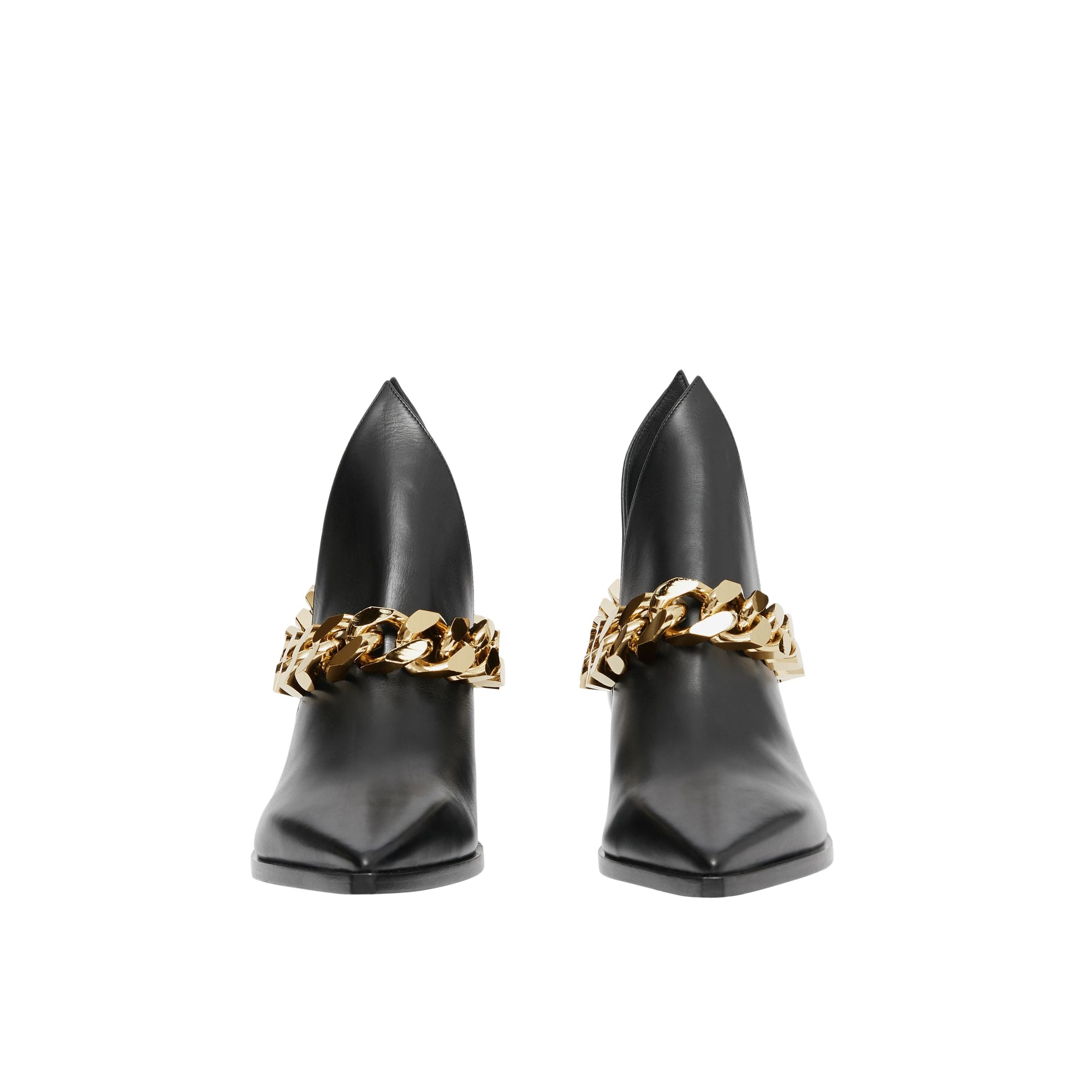 Bottines en cuir avec chaîne - Black