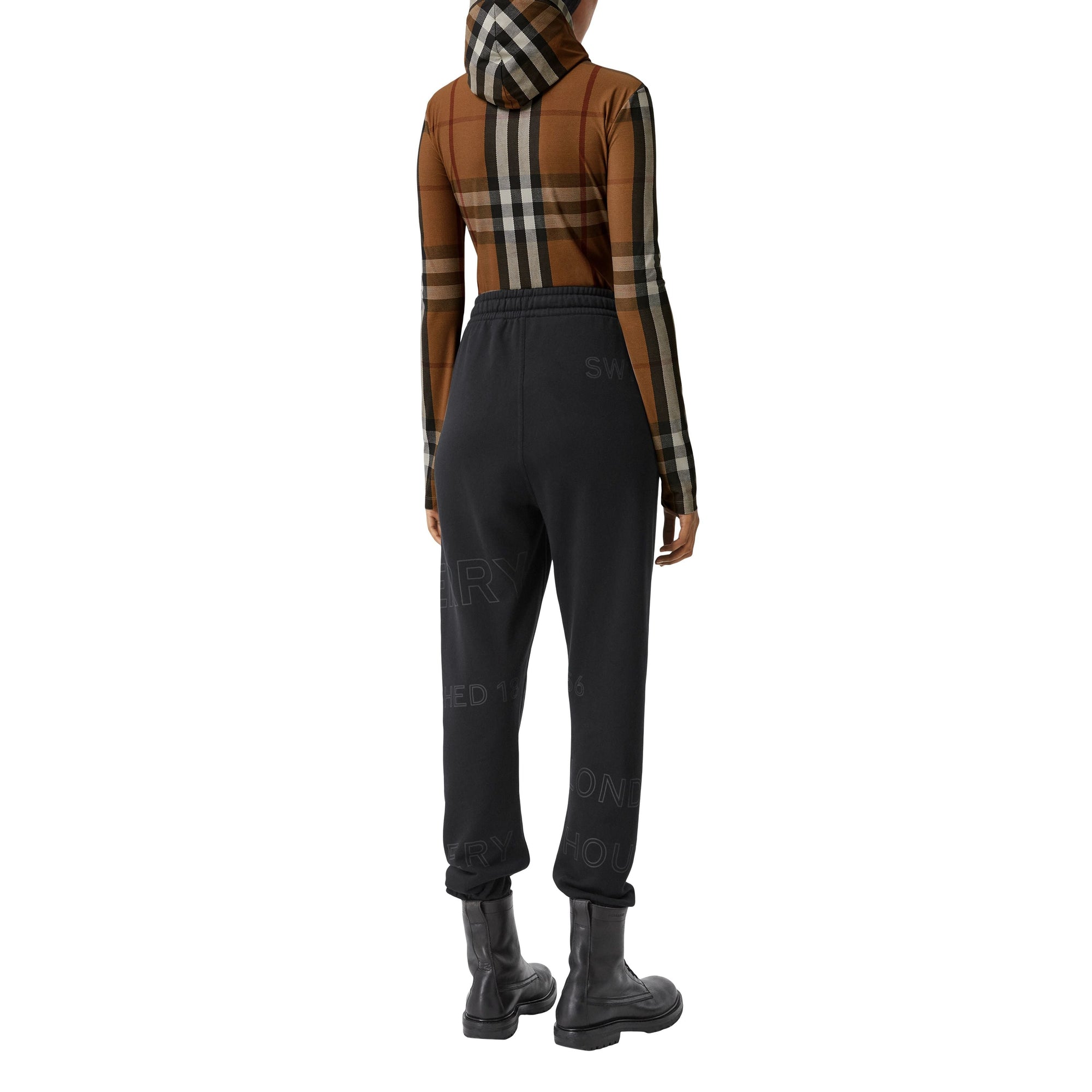 Haut à capuche en jersey stretch check - Birch Brown