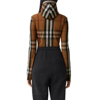 Haut à capuche en jersey stretch check - Birch Brown