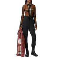 Haut à capuche en jersey stretch check - Birch Brown