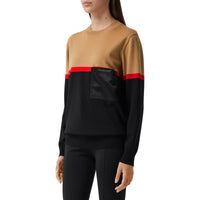 Pull en laine et coton color-block - Black