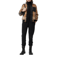 Veste en jacquard molletonné check avec panneau matelassé - Pale Blue
