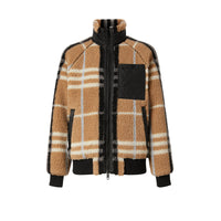 Veste en jacquard molletonné check avec panneau matelassé - Pale Blue
