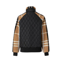 Veste en jacquard molletonné check avec panneau matelassé - Pale Blue