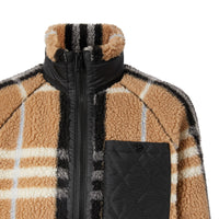 Veste en jacquard molletonné check avec panneau matelassé - Pale Blue