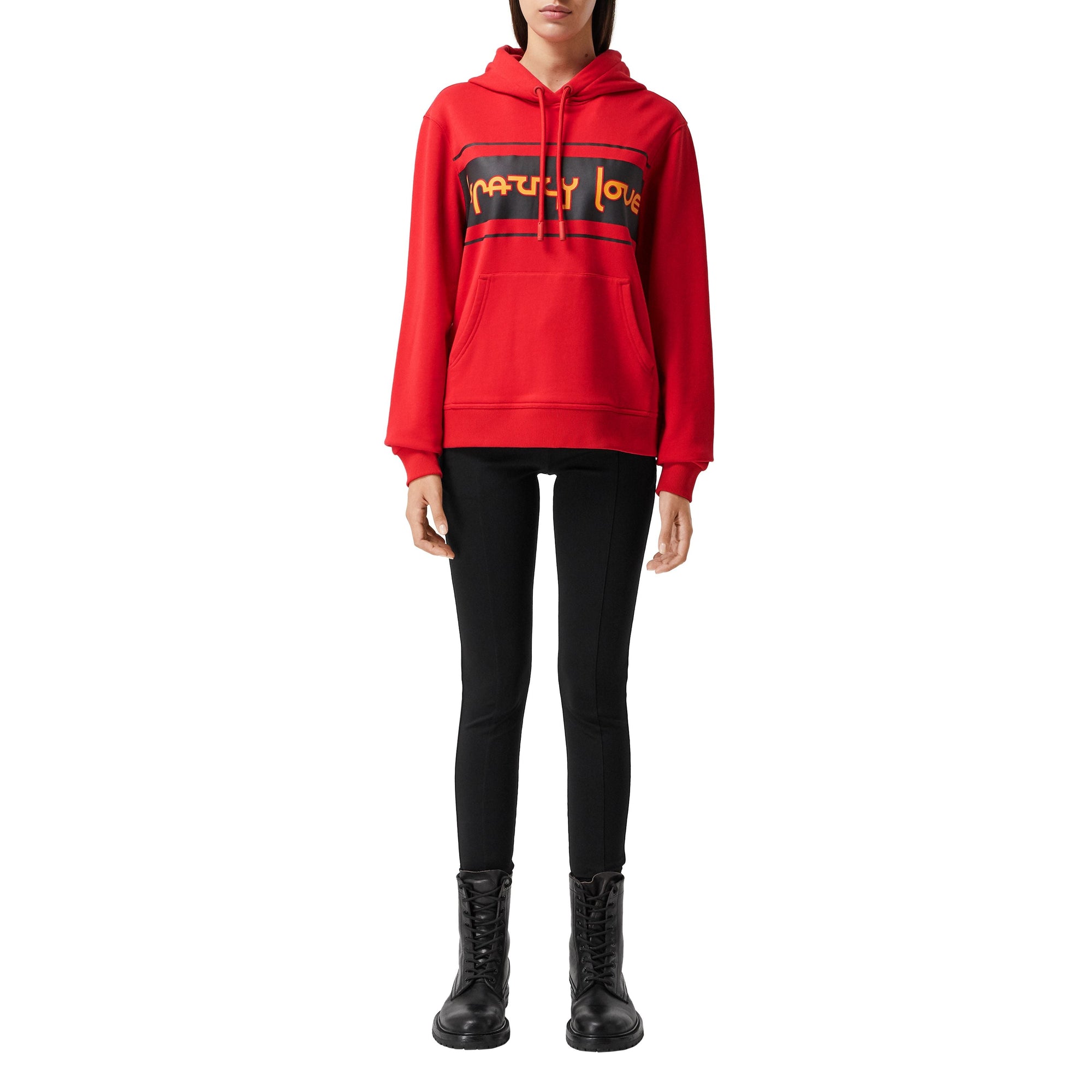 Sweat-shirt à capuche oversize en coton avec slogan - Bright Red