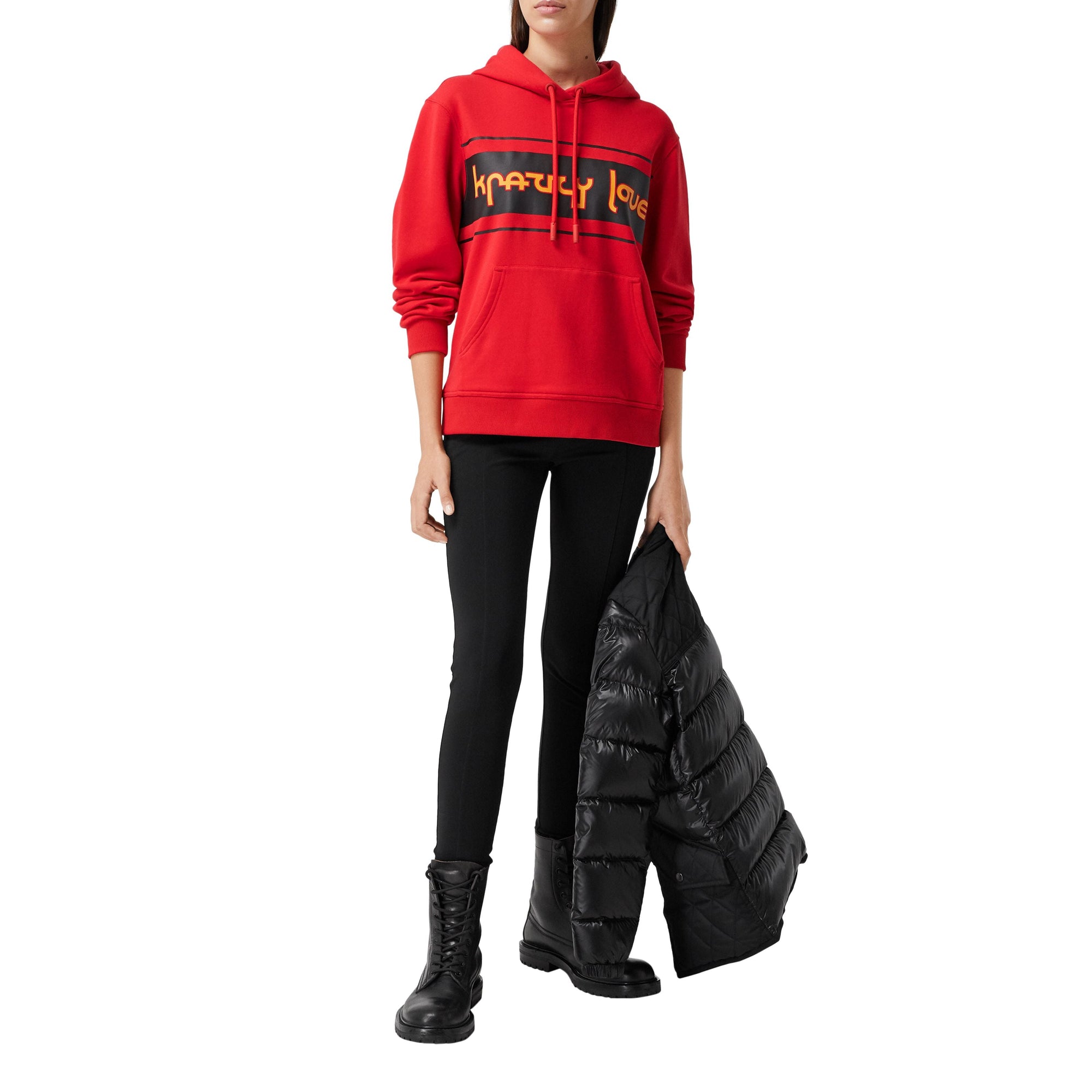 Sweat-shirt à capuche oversize en coton avec slogan - Bright Red