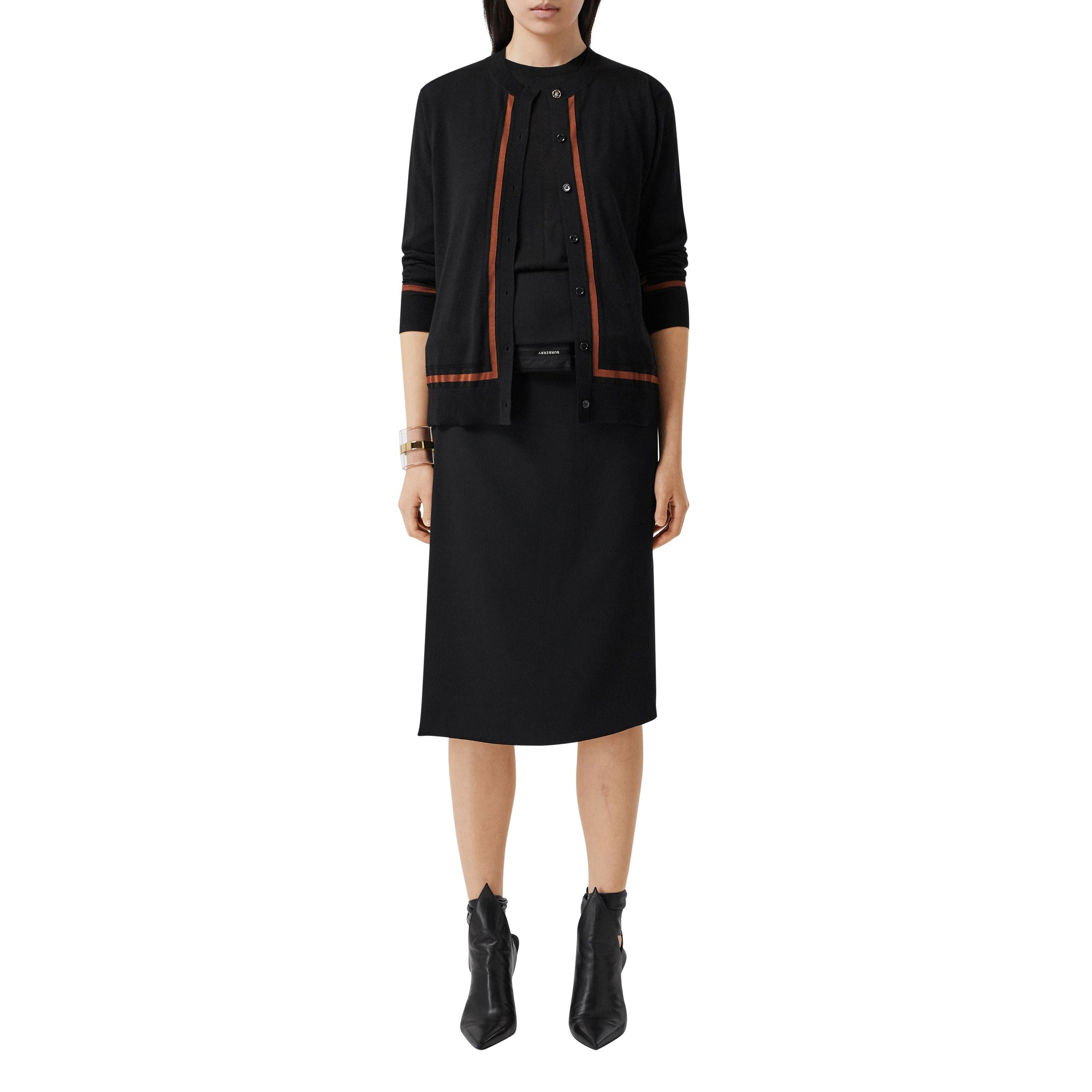 Cardigan en laine soie et cachemire Monogram - Black