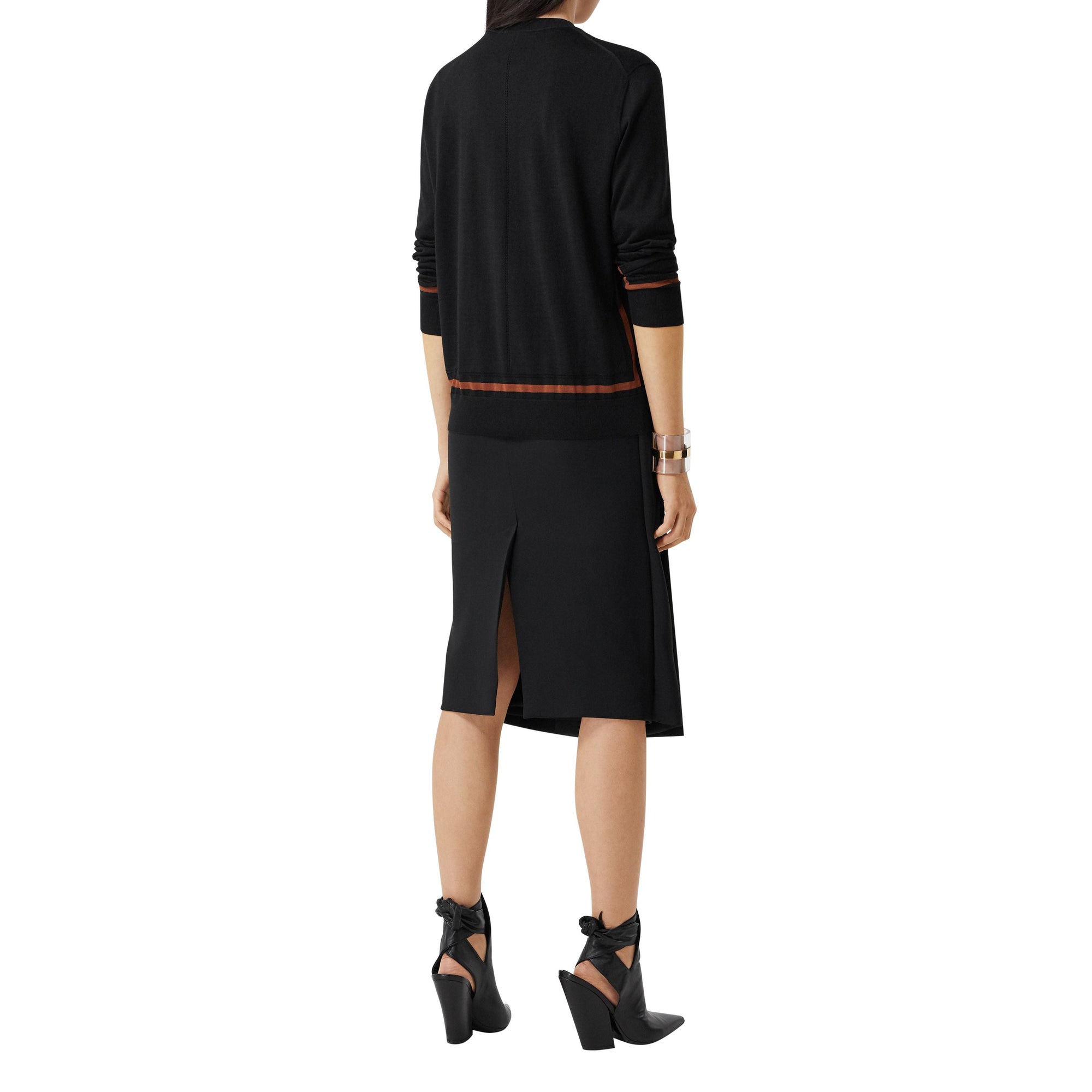 Cardigan en laine soie et cachemire Monogram - Black
