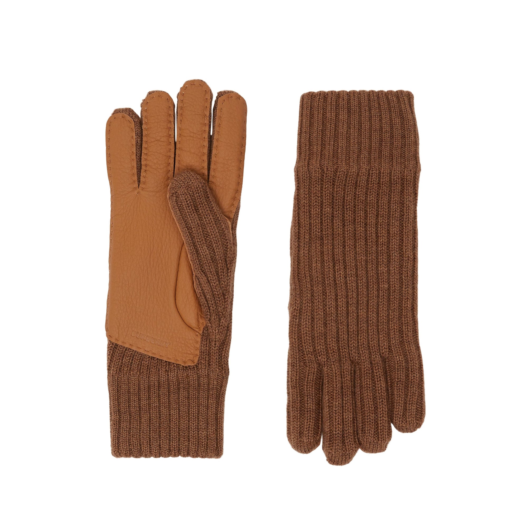 Gants en laine mérinos et cuir de cerf doublés de cachemire - Camel