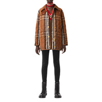 Veste de campagne matelassée en coton technique check - Birch Brown