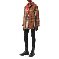 Veste de campagne matelassée en coton technique check - Birch Brown