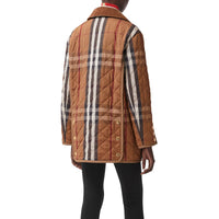 Veste de campagne matelassée en coton technique check - Birch Brown
