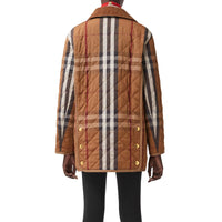 Veste de campagne matelassée en coton technique check - Birch Brown