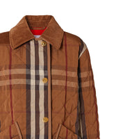 Veste de campagne matelassée en coton technique check - Birch Brown