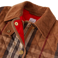 Veste de campagne matelassée en coton technique check - Birch Brown