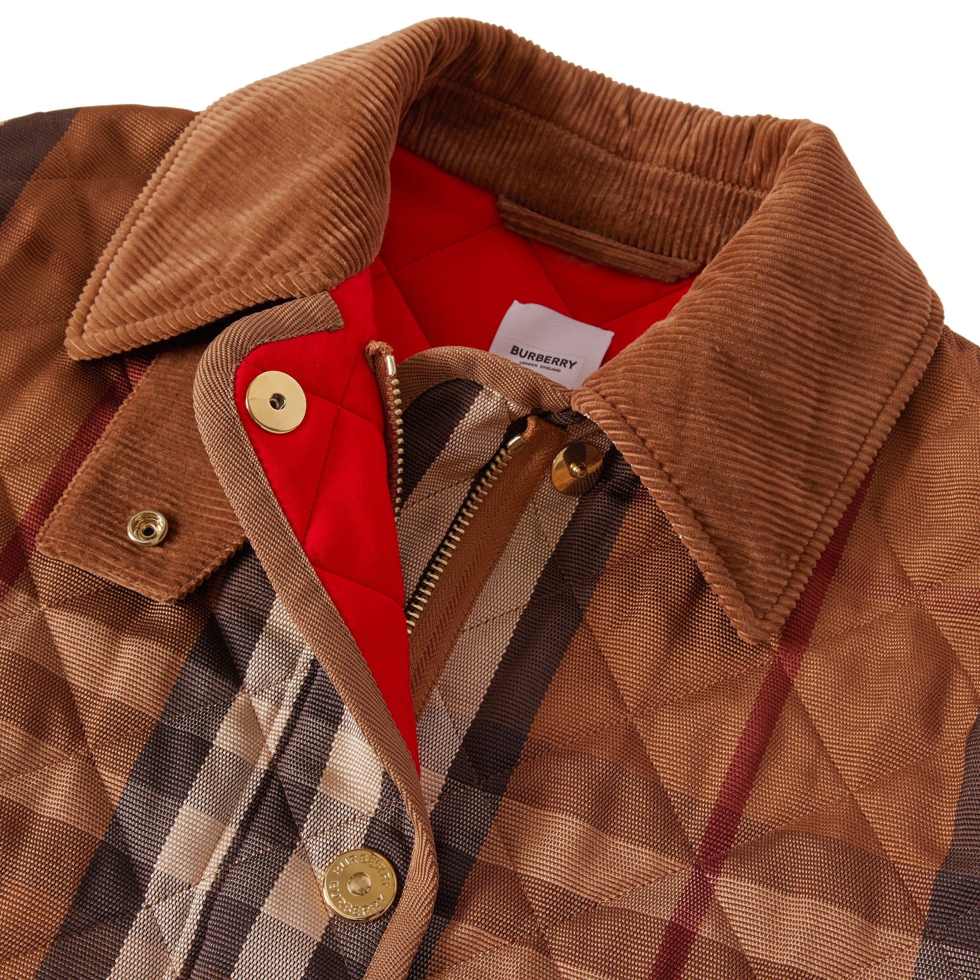 Veste de campagne matelassée en coton technique check - Birch Brown
