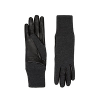 Gants en laine mérinos et cuir d'agneau doublés de cachemire - Black