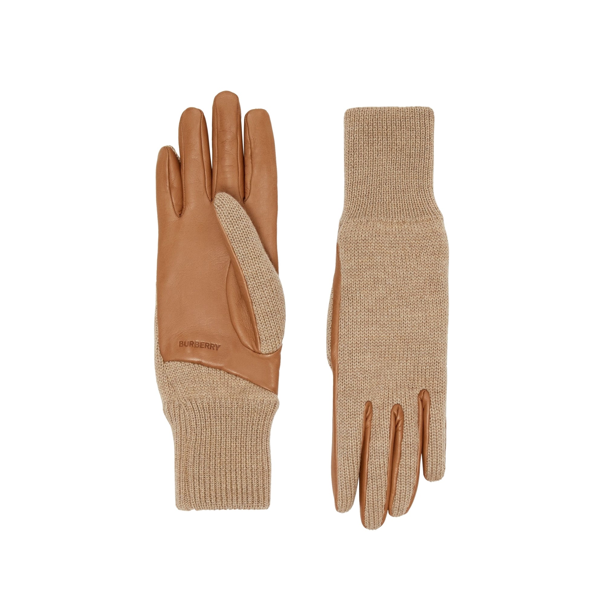 Gants en laine mérinos et cuir d'agneau doublés de cachemire - Bronze