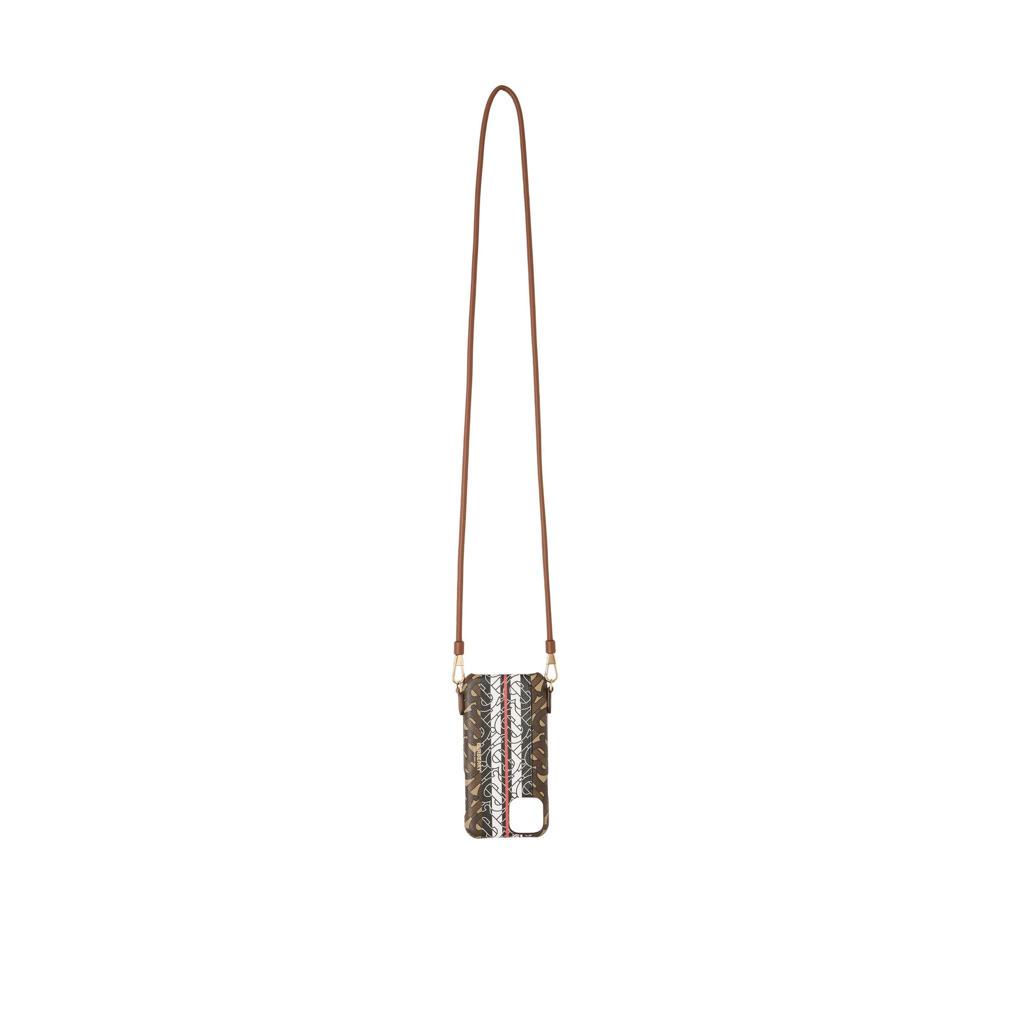 Coque pour iPhone 11 Pro rayée Monogram avec lanière - Bridle Brown