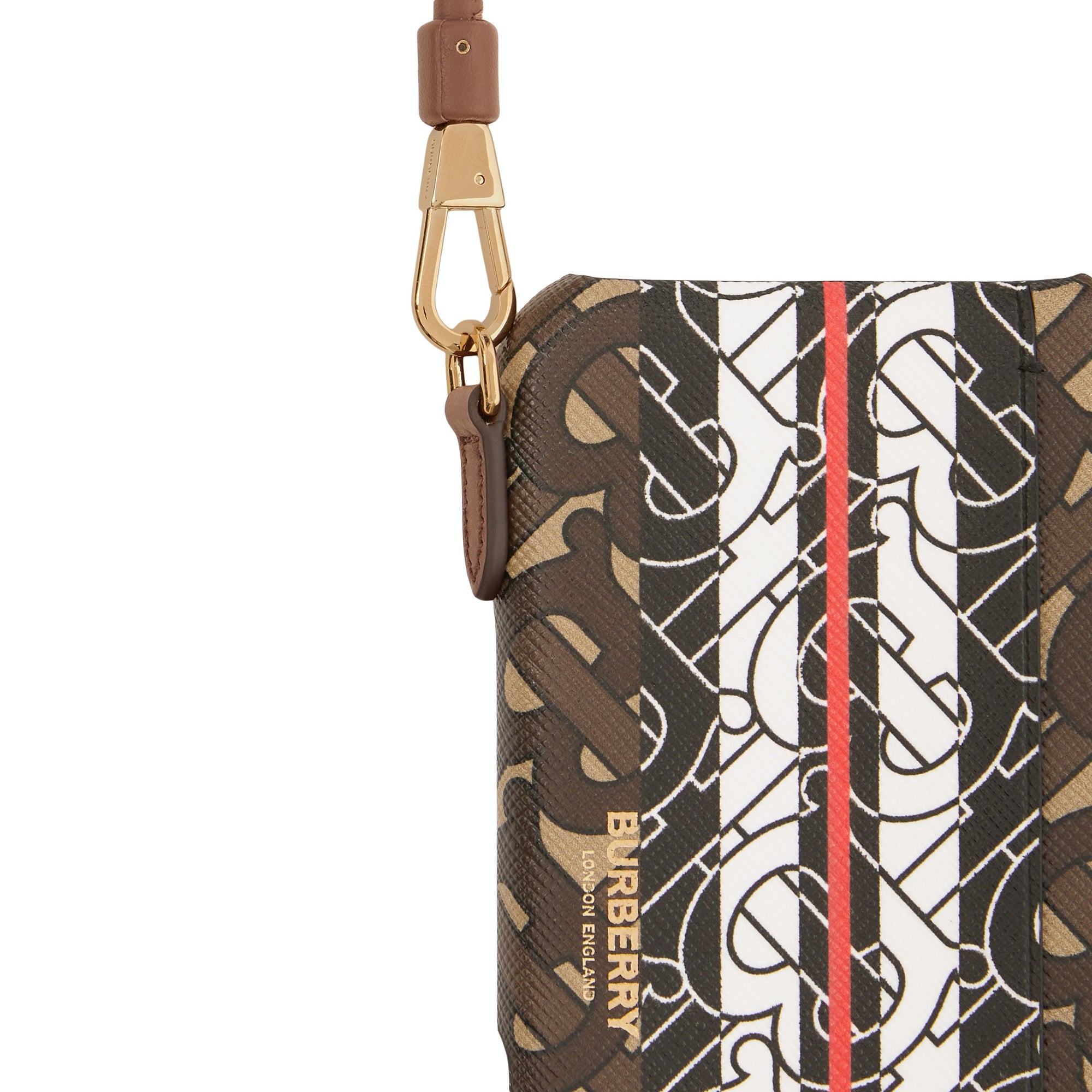 Coque pour iPhone 11 Pro rayée Monogram avec lanière - Bridle Brown