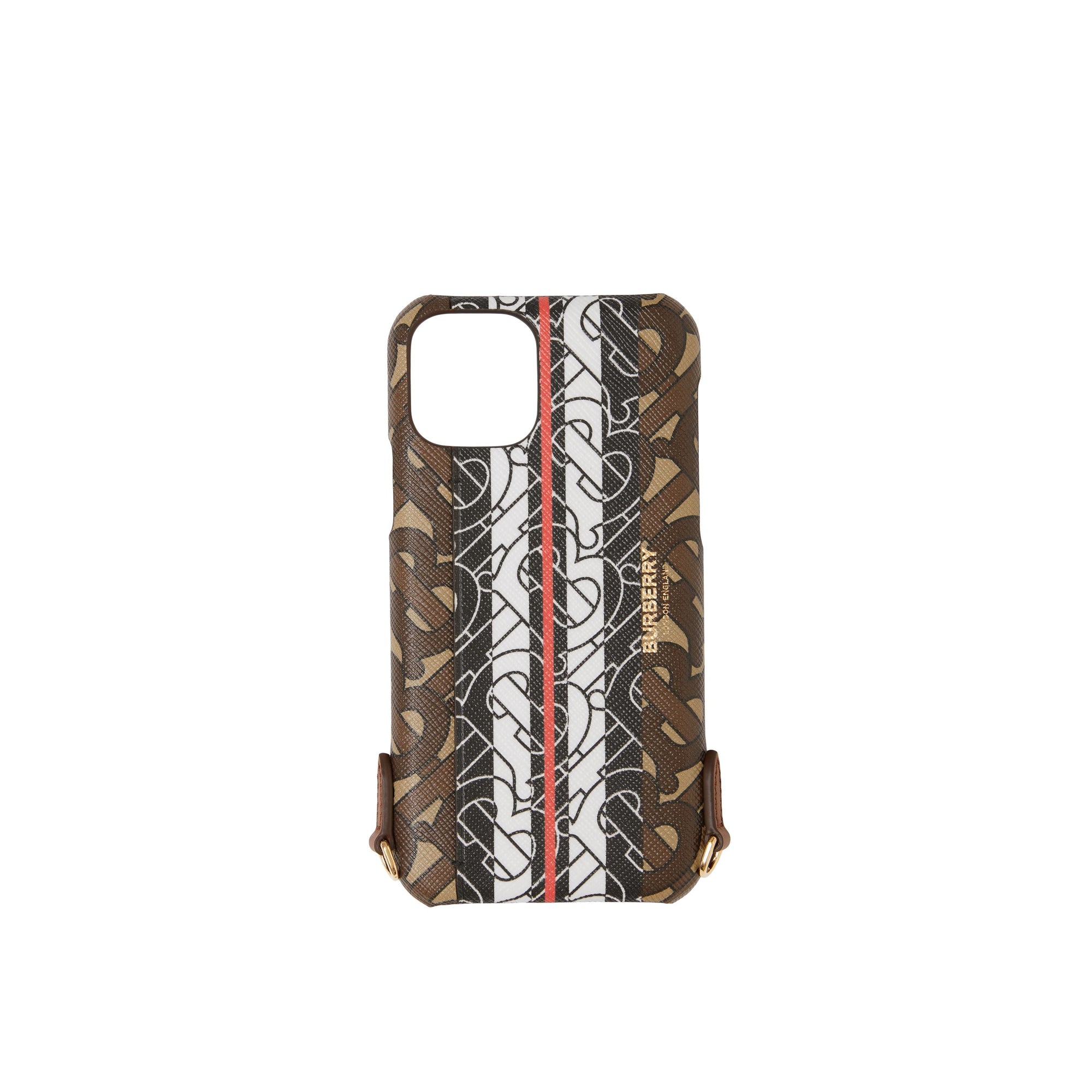 Coque pour iPhone 11 Pro rayée Monogram avec lanière - Bridle Brown