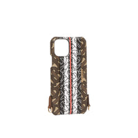 Coque pour iPhone 11 Pro rayée Monogram avec lanière - Bridle Brown