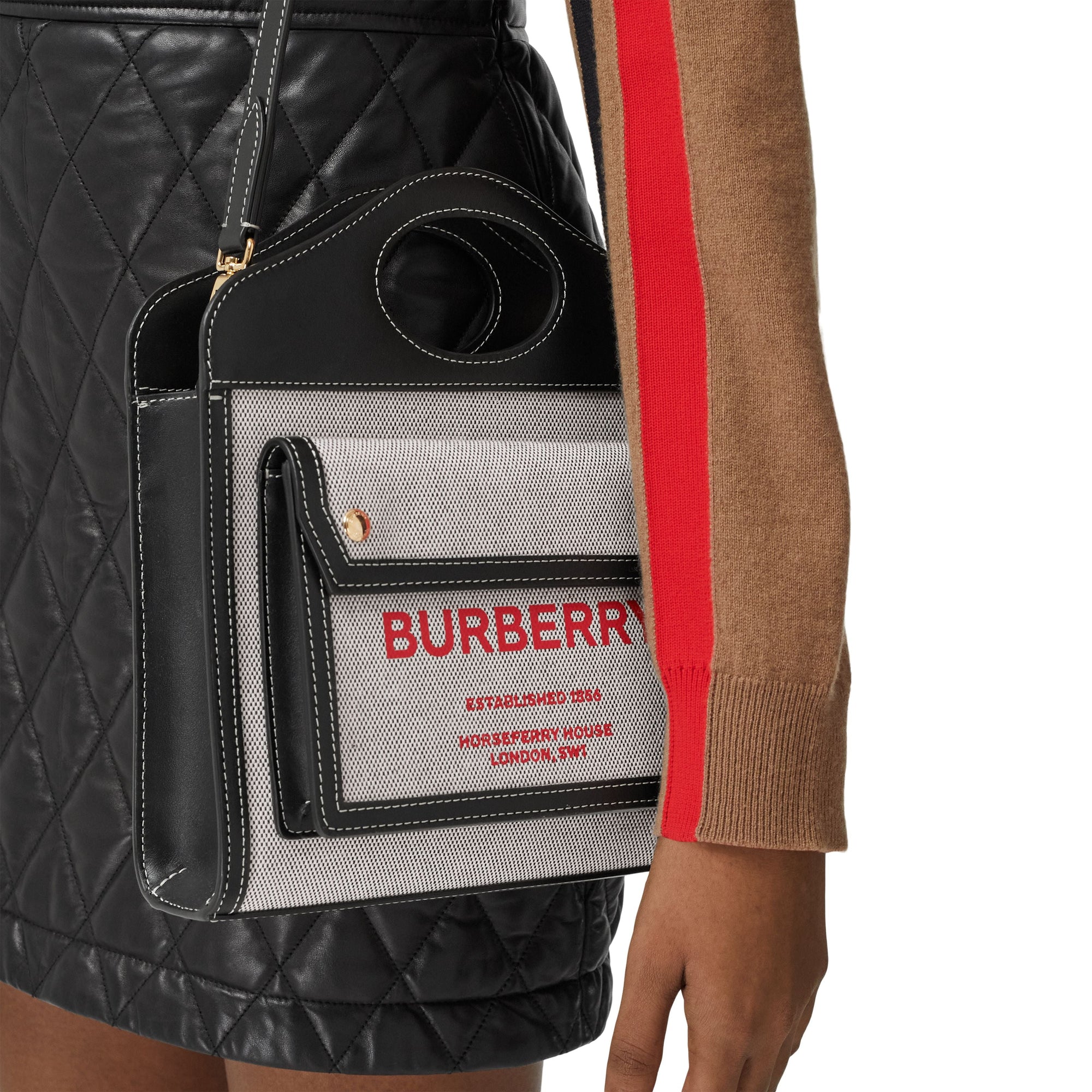 Mini sac Pocket en toile et cuir bicolore - Black