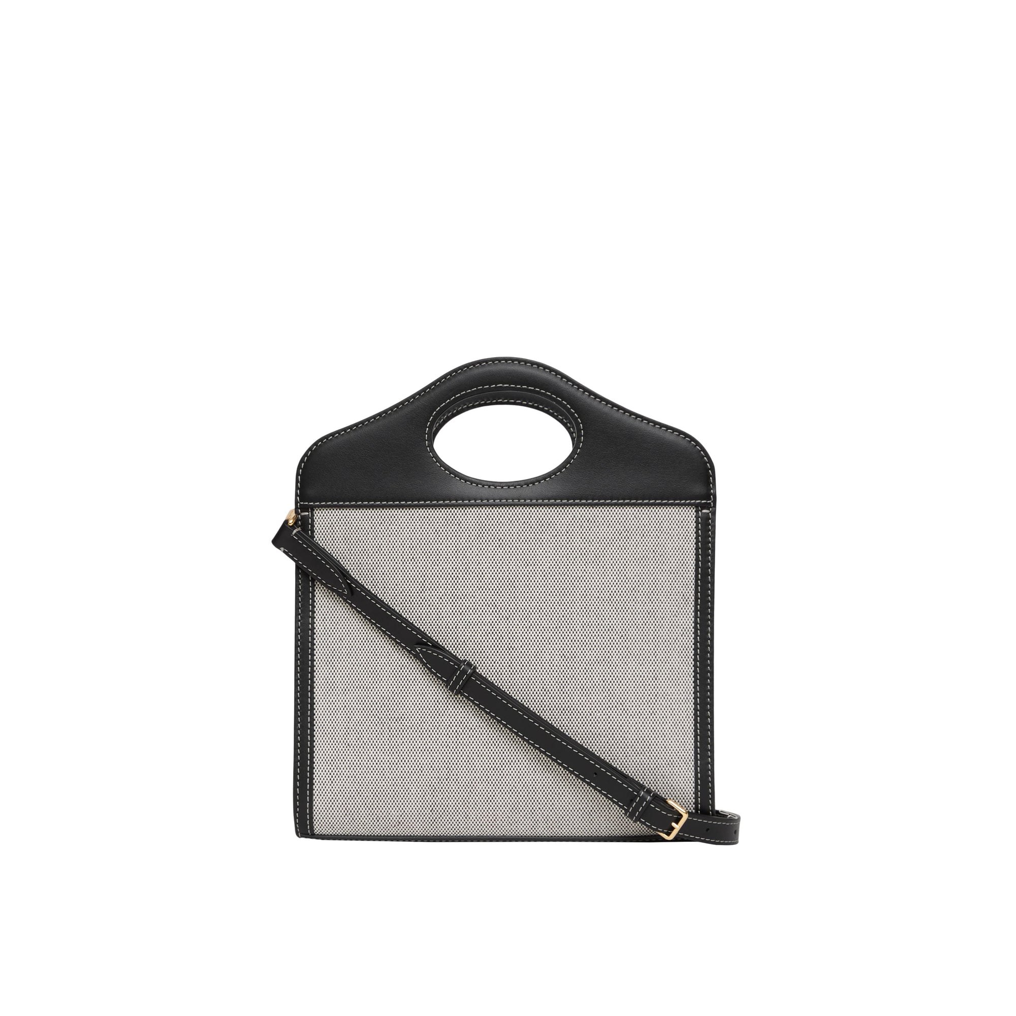 Mini sac Pocket en toile et cuir bicolore - Black