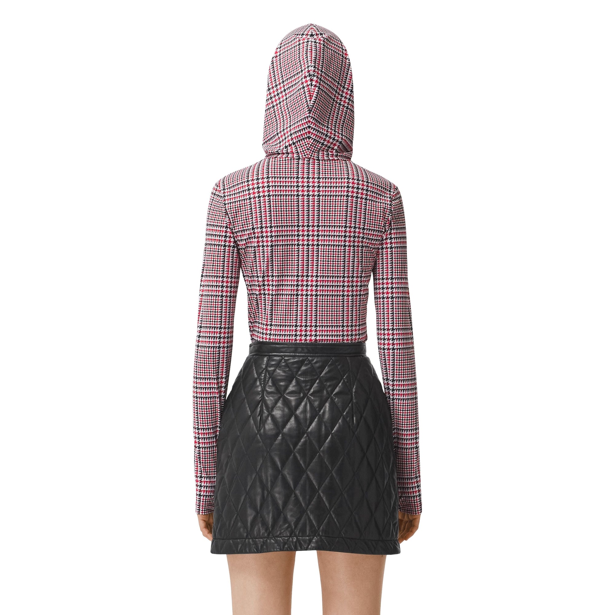 Haut à capuche en jersey stretch check pied-de-poule - Bright Red