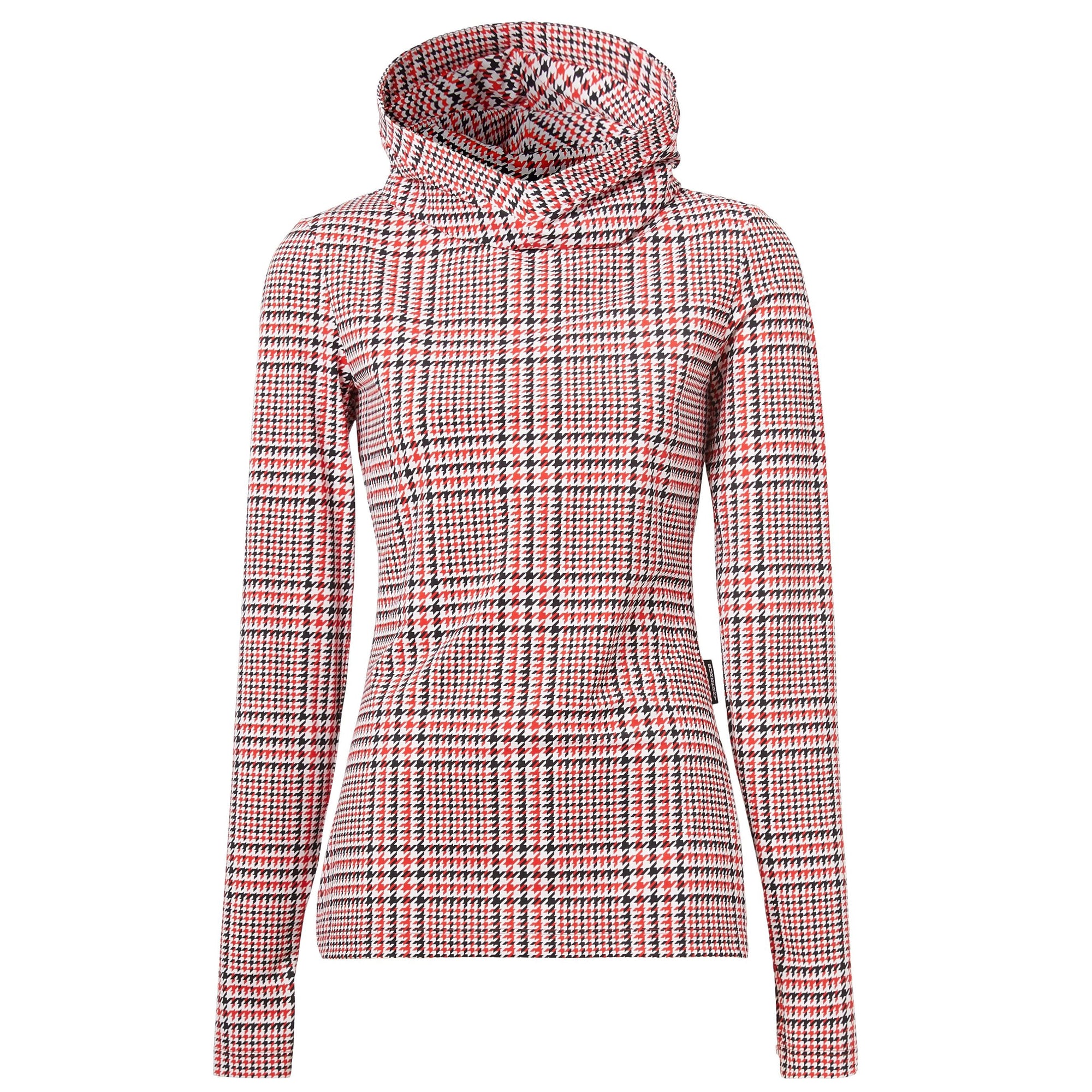 Haut à capuche en jersey stretch check pied-de-poule - Bright Red