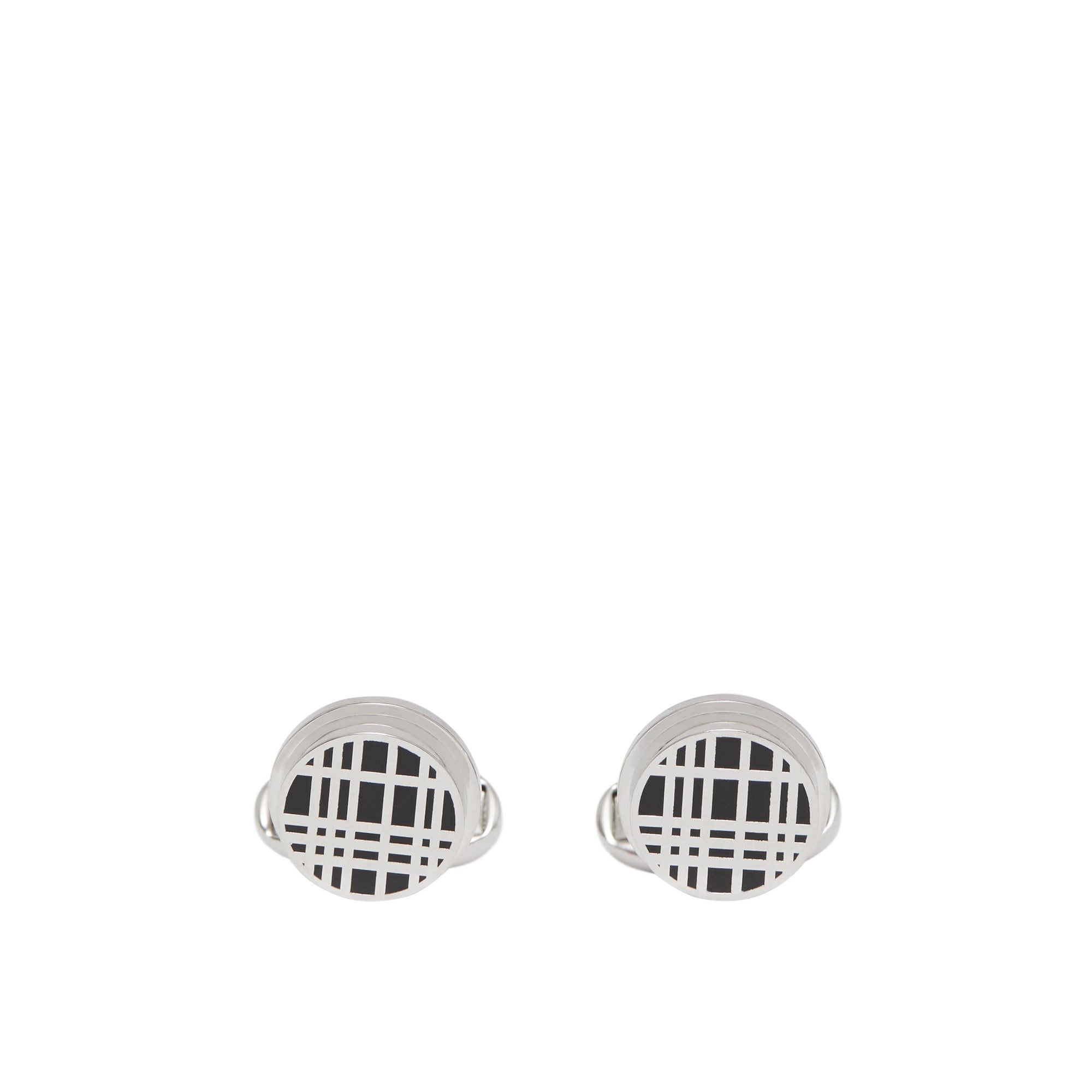 Boutons de manchette plaqués palladium avec check - Palladio & Black
