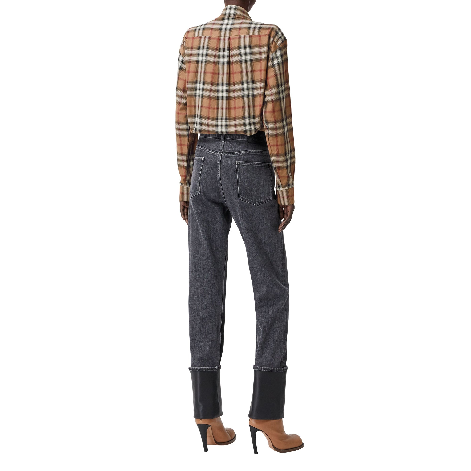 Chemise oversize en sergé de coton check ombré - Birch Brown