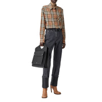 Chemise oversize en sergé de coton check ombré - Birch Brown