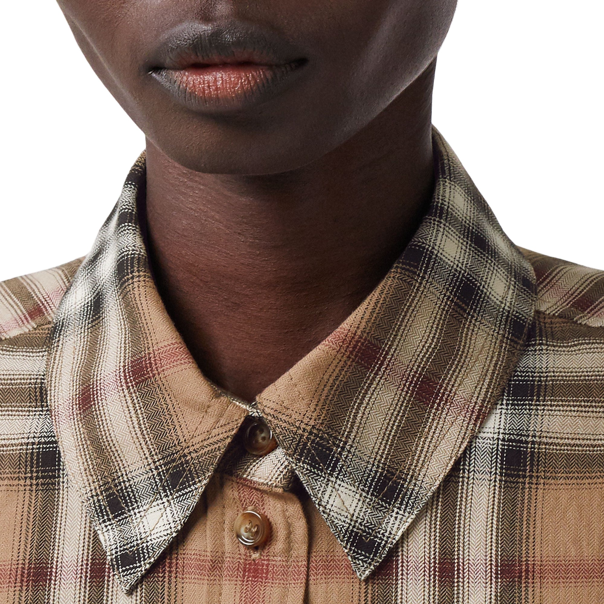 Chemise oversize en sergé de coton check ombré - Birch Brown