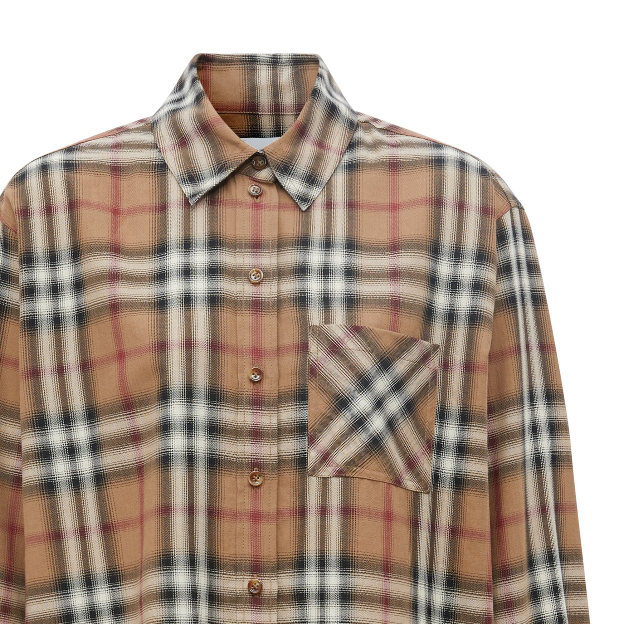 Chemise oversize en sergé de coton check ombré - Birch Brown