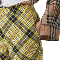 Pantalon tailleur 7/8 en laine technique check - Marigold Yellow