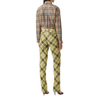 Pantalon tailleur 7/8 en laine technique check - Marigold Yellow
