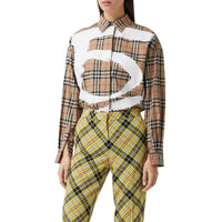 Pantalon tailleur 7/8 en laine technique check - Marigold Yellow