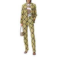Pantalon tailleur 7/8 en laine technique check - Marigold Yellow